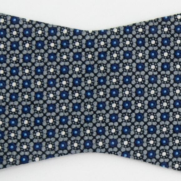 Daniel Cremieux Blue Geometric Circle 100% Silk Self Tie Bow Tie - Picture 3 of 7
